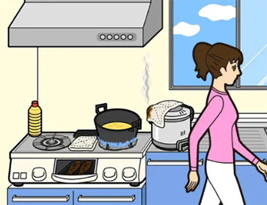 ガスコンロ・ガス炊飯器の安全な使い方のイラスト
